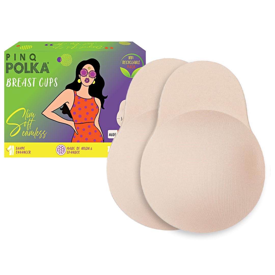 PINQ POLKAReusable Silicone Bra Lift Cup for Women|Stick on|Invisible Breast Lift Cups |Skin- Friendly Adhesive|Up to 12 Hrs Sticking Capacity|Reusable Cloth Bag