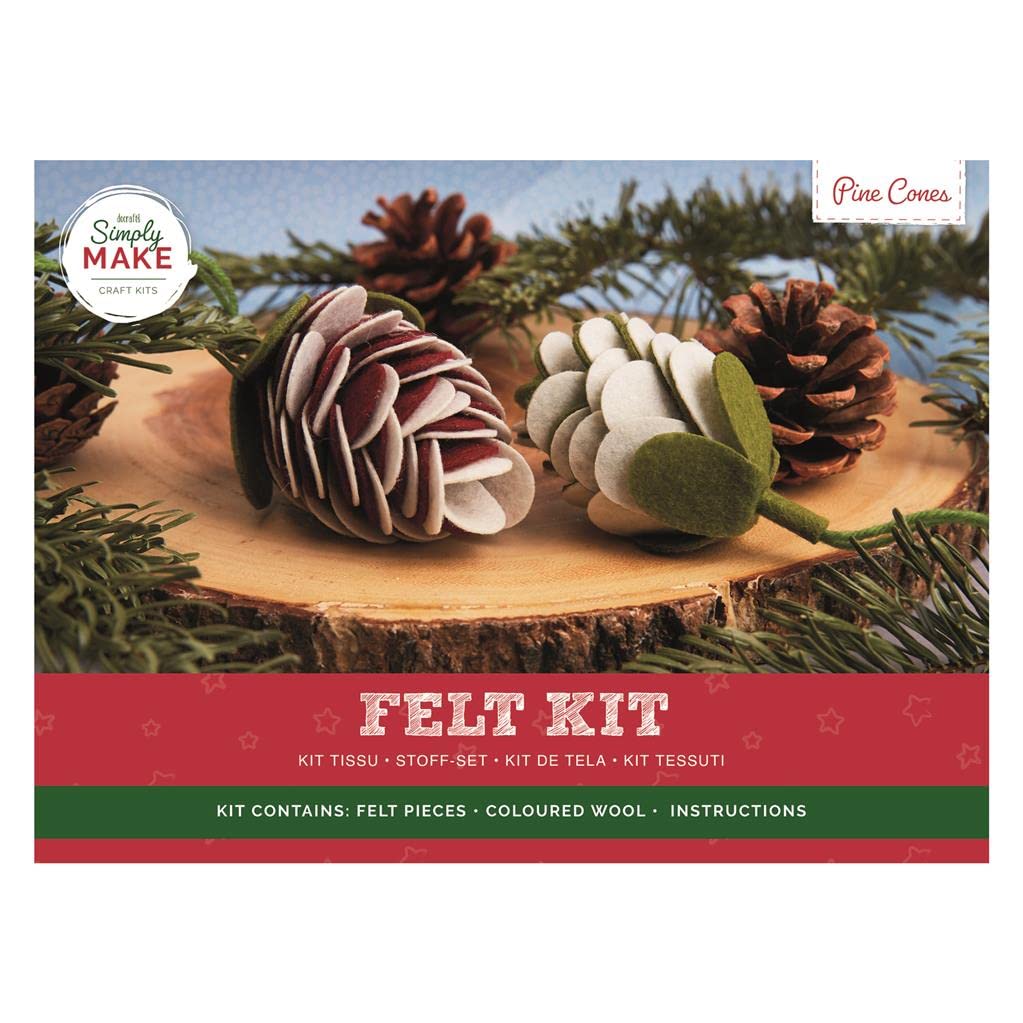 Simply Make Felt Pine Cones Craft Kit Pack of 2, Christmas Craft Accessories