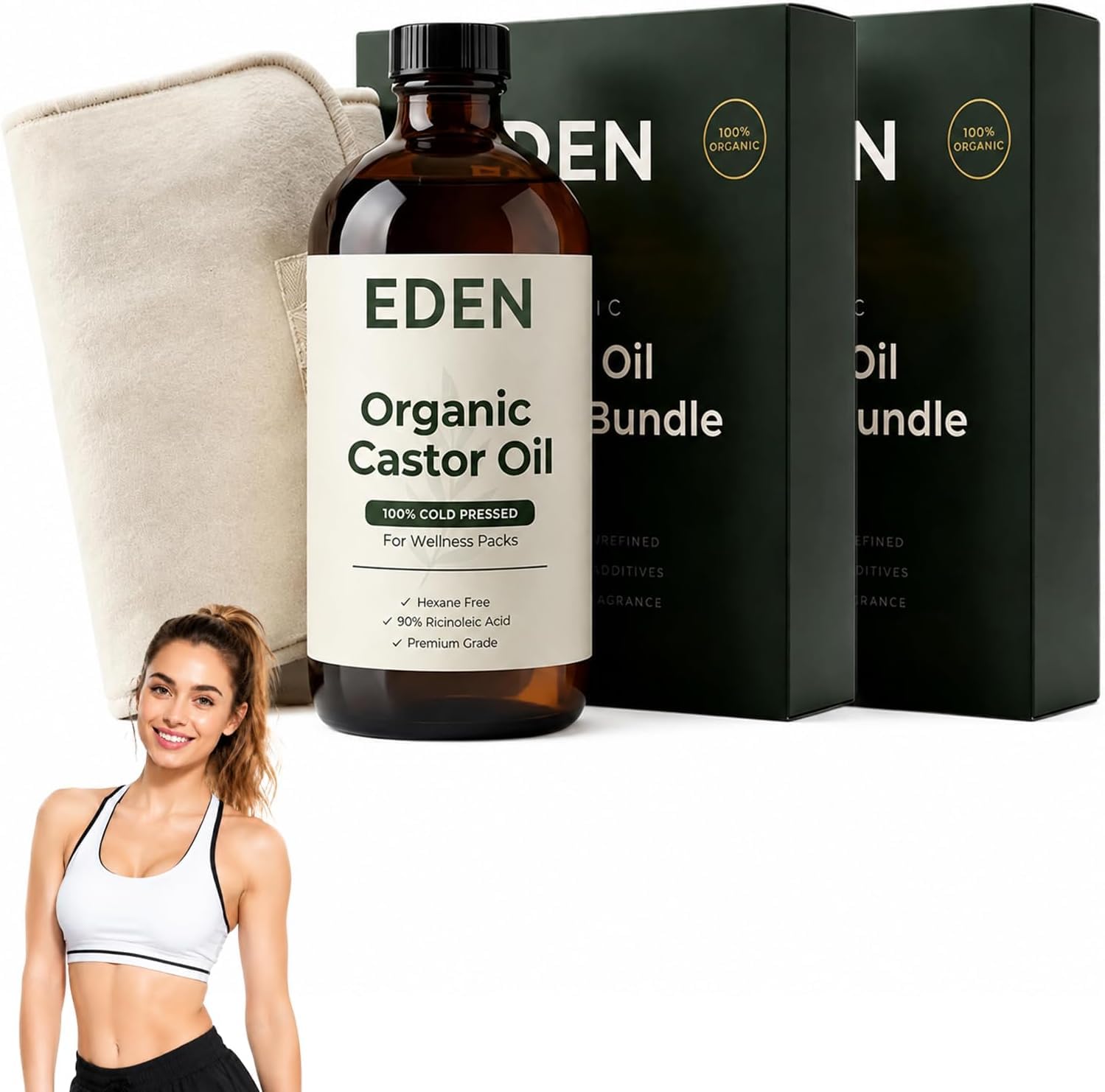 Vitalogen Bio Rizinusöl Wickel Bauch,2026 Neue Berufskraft Bauchwickel Rizinusöl Kaltgepresst Bio 100 ML,Natürliche Inhaltsstoffe(2 Set) body