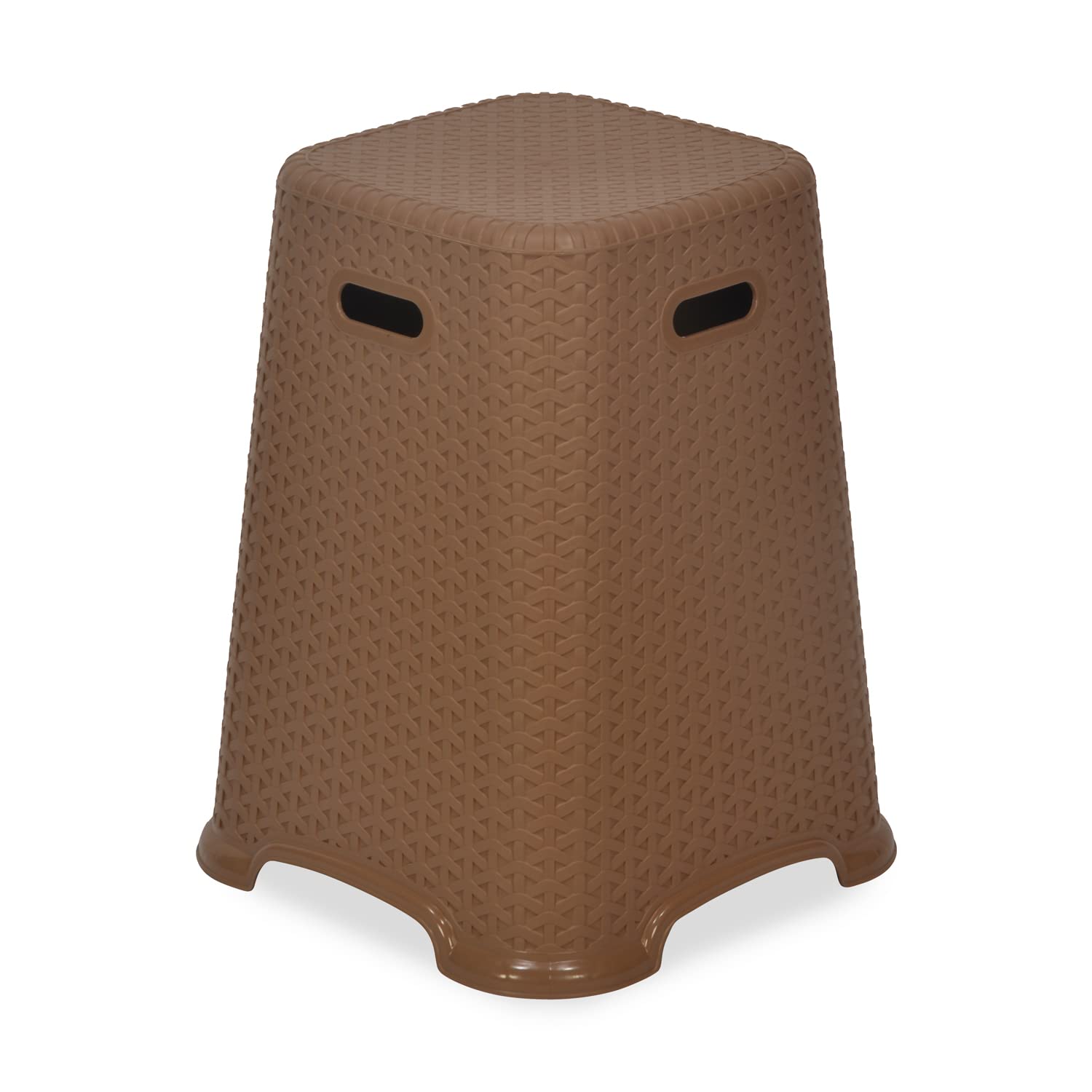 Nilkamal STL29 Strong and Durable Plastic Seating Stool for Home | Bedroom | Bathroom | Kitchen | Living Room | Office | Adult Stool with high Load Capacity (Rattan Dark Beige)