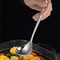 Vista 6 de Cucharas de sopa de acero inoxidable para ramen, juego de 4 cucharas de sopa asiáticas pulidas con espejo (mango largo)