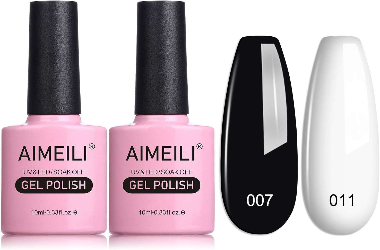 AIMEILI UV Nagellak Set – Gellak Kleur, Soak Off Polish in Zwart en Wit