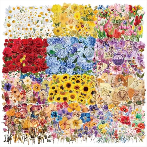 Image of 600PCS Floral Scrapbook Stickers Nature Flowers Stickers