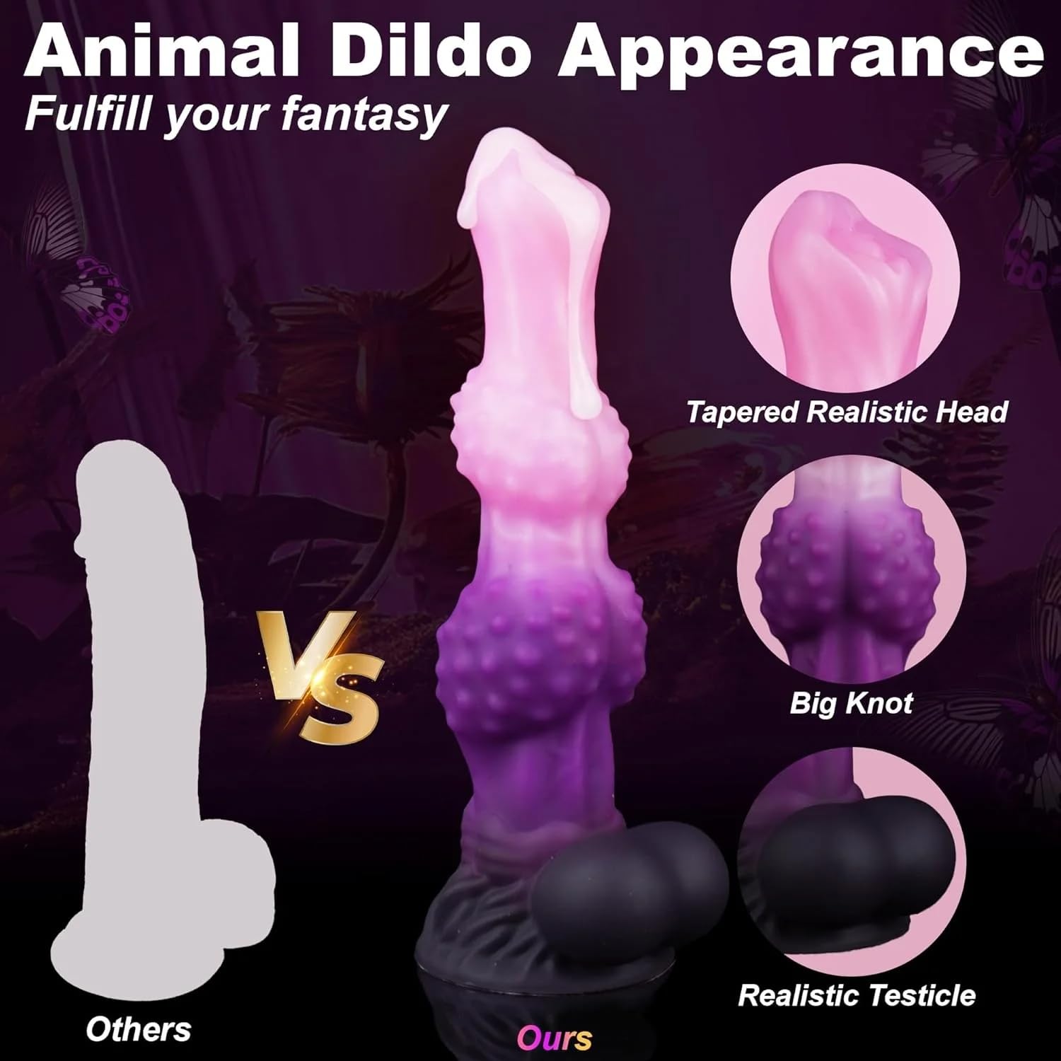 10" Monster Dildo with Knot Fantasy Horse Dildos Big Knots Huge Dragon Dong Thick Anal with Strong Suction Cup, Dog Knotted Penis for Women Sex Anal Toys for Men Gay Adult Toys for Women Men: Purple 2 Knots