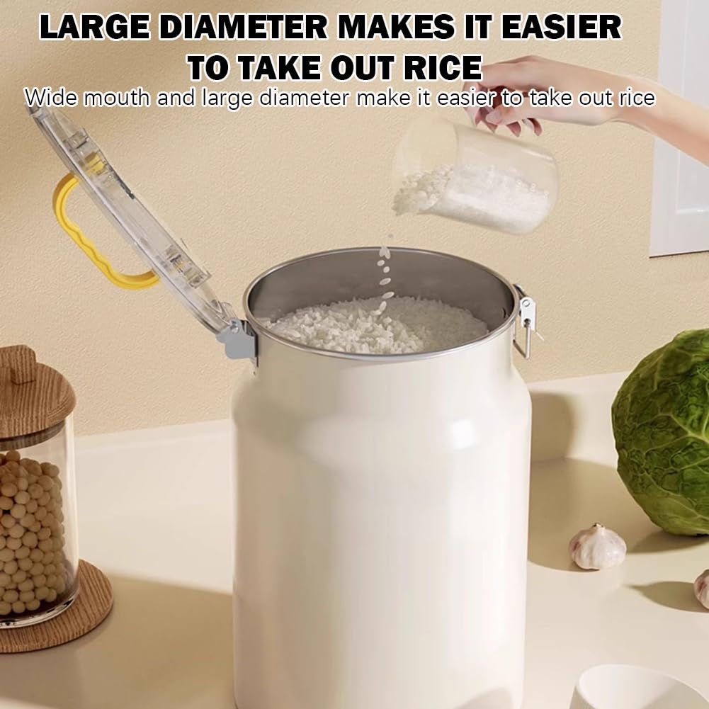 Barile di Stoccaggio per Cereali in Acciaio Inossidabile, Contenitore Portatile per Riso, Serbatoio di Stoccaggio Sigillato di Grande Diametro, Serbatoio di Stoccaggio per Alimenti,5l