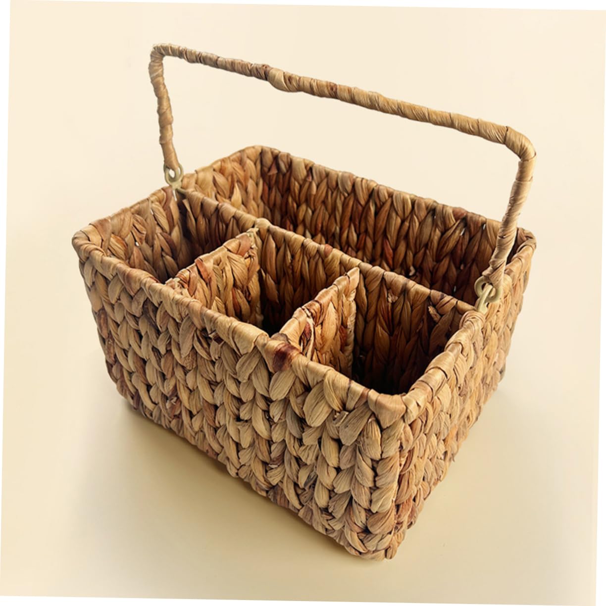Cesta Organizadora para Cubiertos y Utensilios de Hierro y Fibra Natural