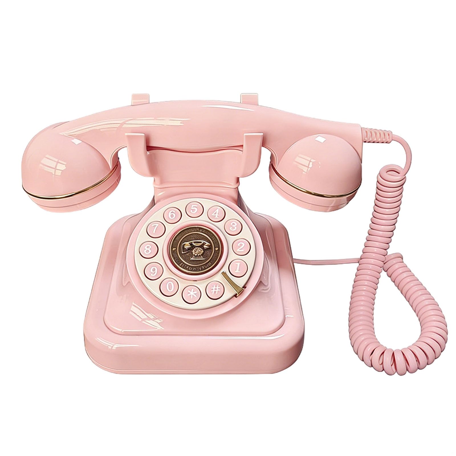 Machify różowy telefon stacjonarny w eleganckim europejskim stylu, 23 x 15 x 16 cm, do kawiarni, biura, domu wiejskiego