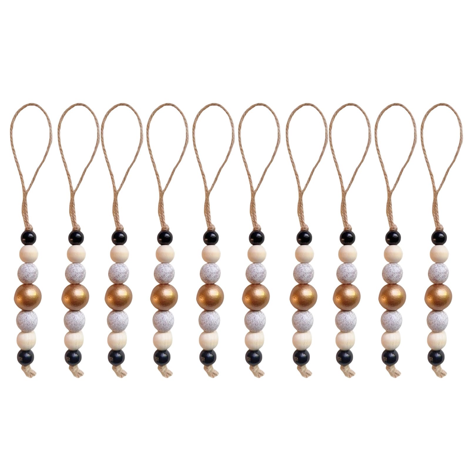 hogtnd 10 Pieces Wooden Beads Christmas Ornaments with Rope for Indoor Outdoor Christmas Decoration Bead Decoration