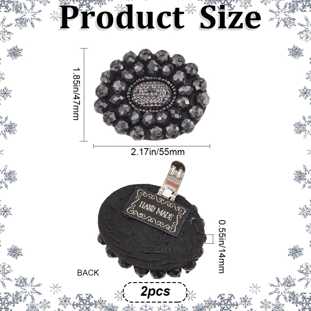GORGECRAFT 1 Box of 2 Pieces Rhinestone Alloy Clips for Shoes Black Beads Ornaments Removable Jewelry Clip Buckles for Women Shoes Heels Bridal Bags — view 2