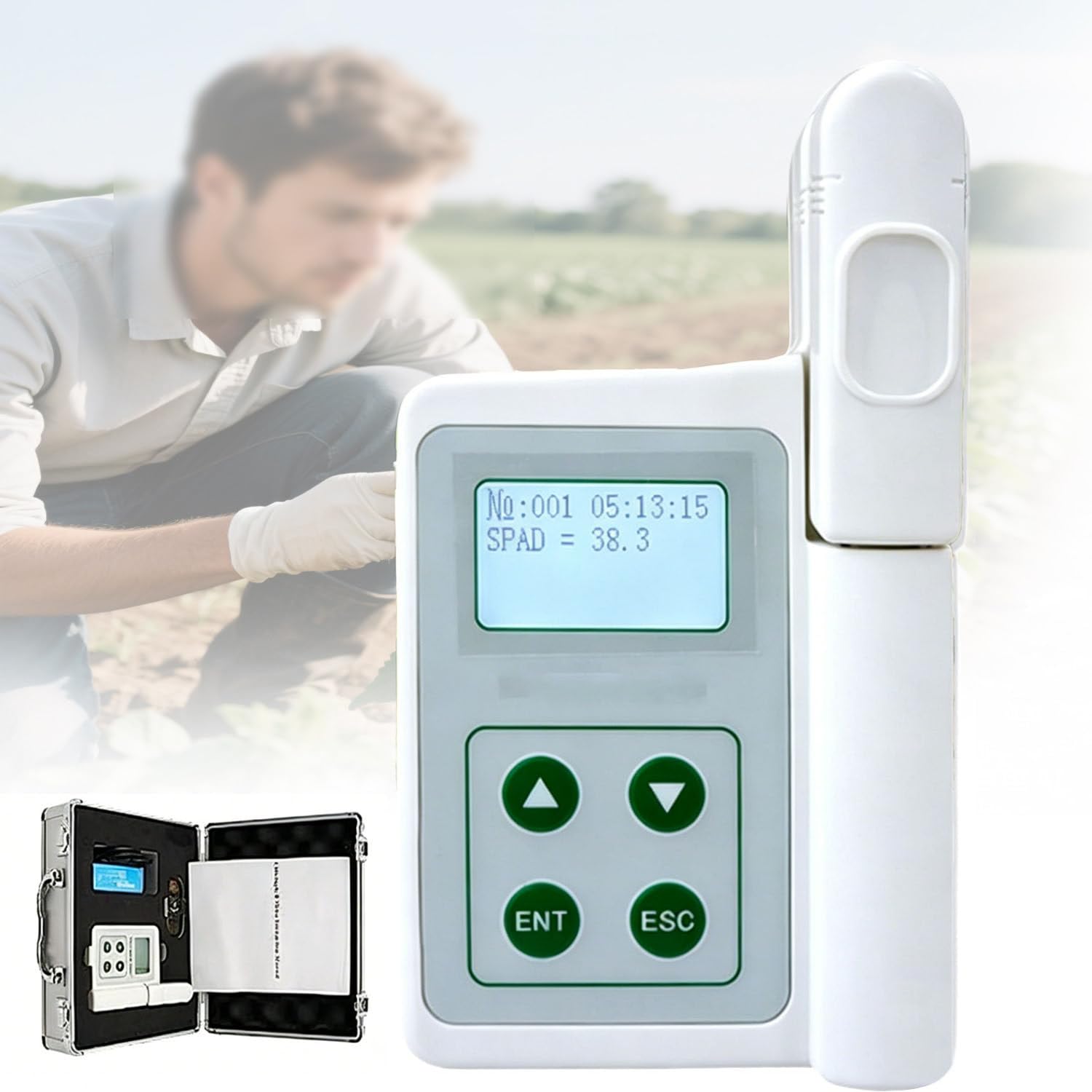 BOOZXCV Handheld Chlorophyll Analyzer, Portable Digital Chlorophyll Analyzer, Accurate SPAD Measurement, 2000mAh USB Data Export, for Farmers, Gardeners, Scientists (A)