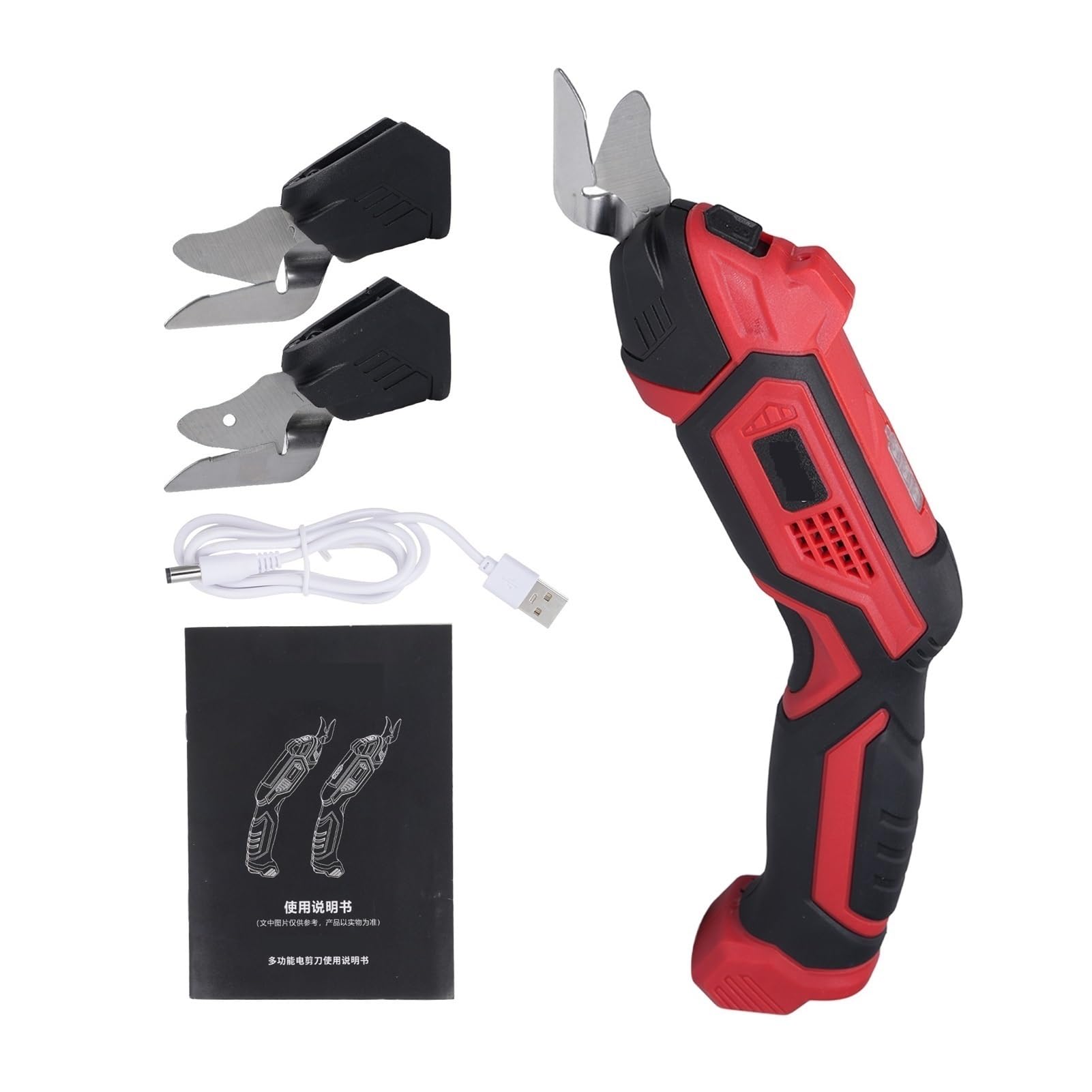 Tijeras Eléctricas For Tela, Cuero, Alfombras, PVC Y Cartón, Cortador Inalámbrico, Batería De 4,2 V 2000 MAh Con Luz LED Corte suave(2xAlloy blade set)