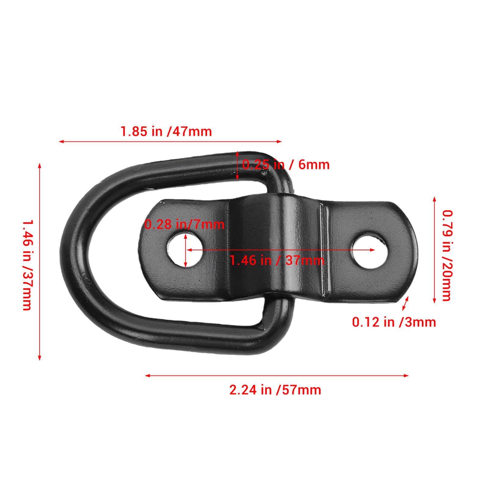Anillos en D Anclajes de amarre Ganchos Servicio pesado 2400 libras Soporte de carga 1/4 pulg. Ancla de remolque Anillos de amarre para camionetas, barcos, motocicletas, negro