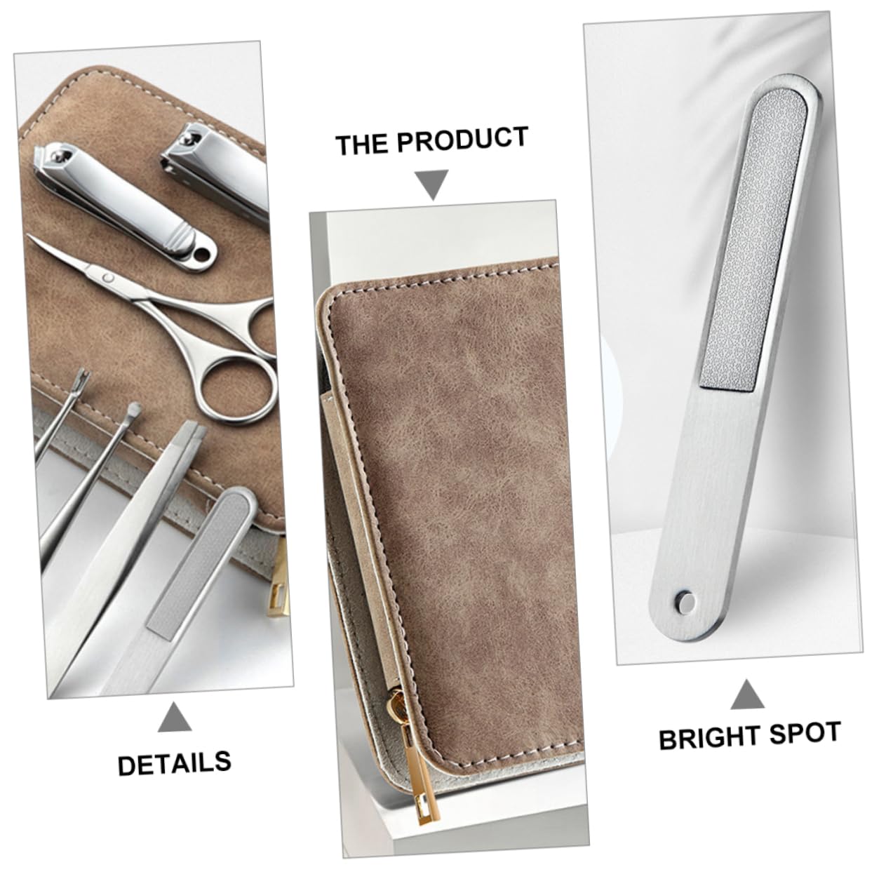 FOMIYES Kit Tagliaunghie Professionale Custodia in Pu in Acciaio Inossidabile 8 Pezzi per Manicure da Viaggio