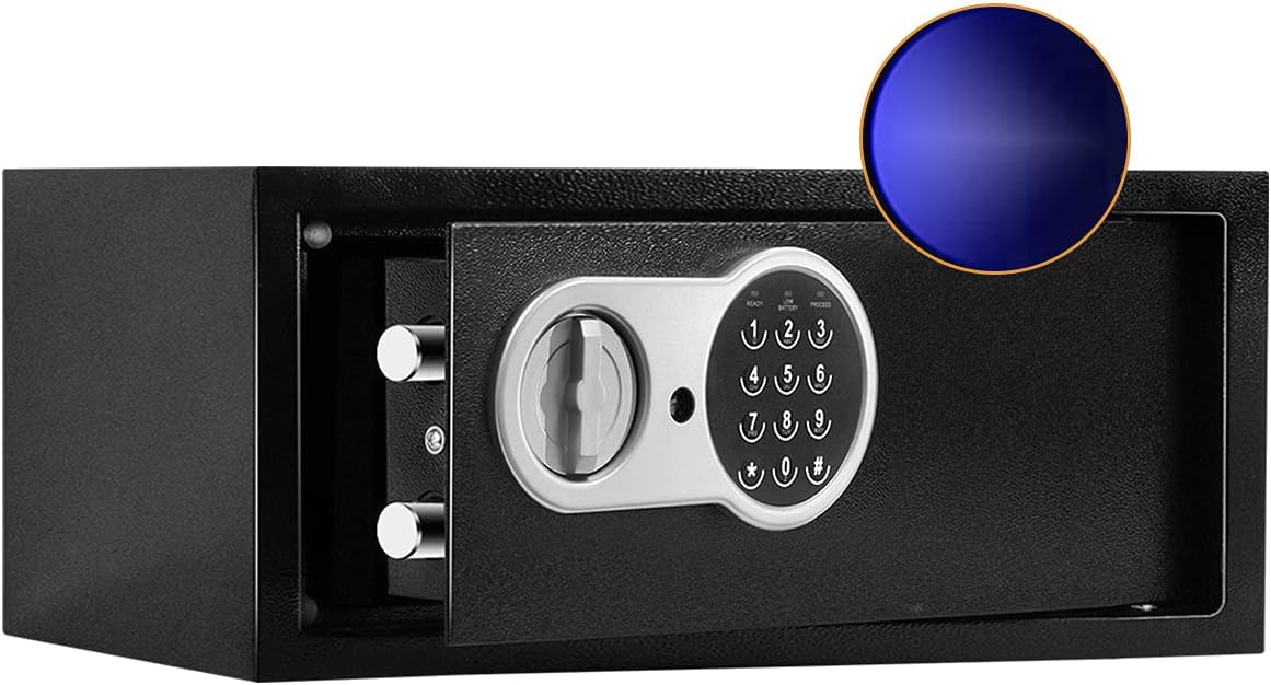 Sdstone Safe with Sensor Light,Safe Box with Lock，Electronic Safe with Digital Keypad for Home，Wall or Cabinet Anchoring Design. Protect Cash, Jewelry, Passports, 0.4 Cubic Feet - - 