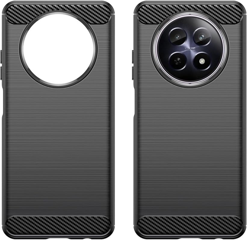 Image of NPRC Hybrid Ultra Slim Protective Case TPU Non-Slip Carbon Fiber Texture Shockproof Case Cover for Realme P1 Speed - Black