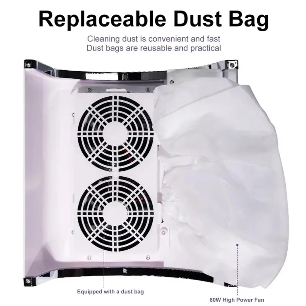 MRKU Aspiradora para manicura silenciosa con Filtro Lavable, Baja succión y 2 Ventiladores, Ideal para Uso doméstico.