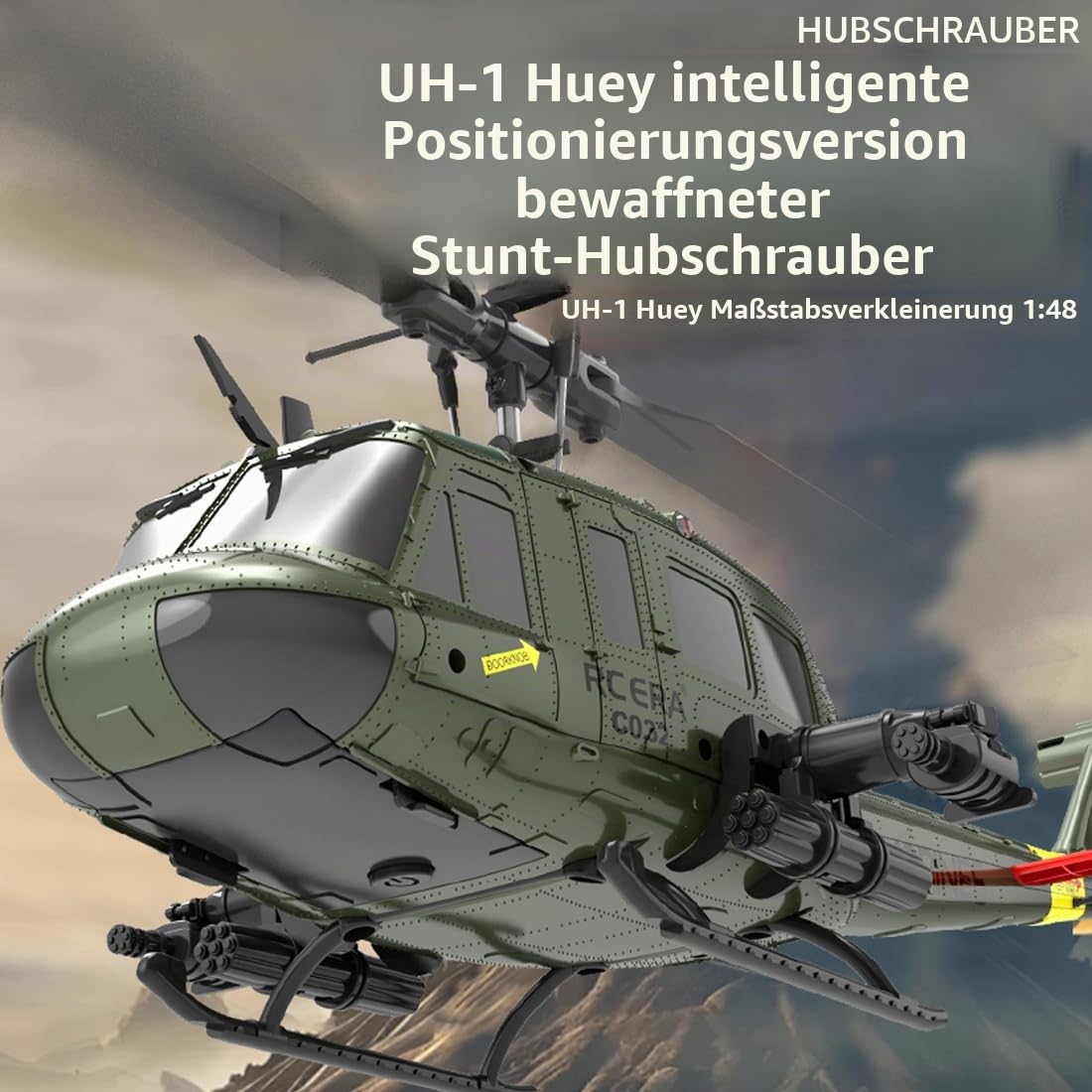 RC ERA C032 6CH UH-1 Huey RC-Hubschrauber mit optischem Fluss-Schwebeflug Höhenhaltung One-Key 3D-Rückwärtsflug 6-Axis Gyro Ferngesteuerter Helikopter für Erwachsene – RTF