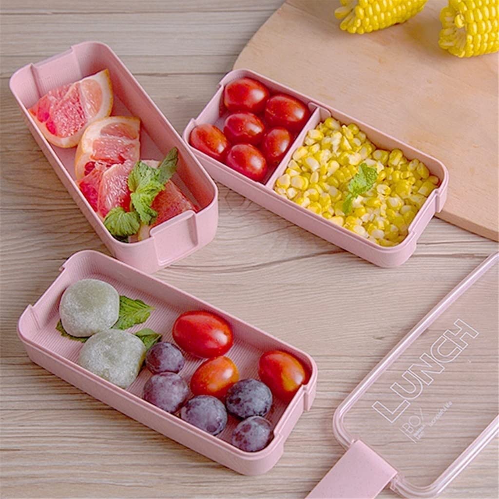 Bento-Box-Lunchbox, Mikrowellen-Lunchbox 3-lagige Aufbewahrungsbox Obstsalat-Reis-Bento-Box-Büro-Lunchbox-Küchenbedarf (Color : A, Size : As The Picture Shows)