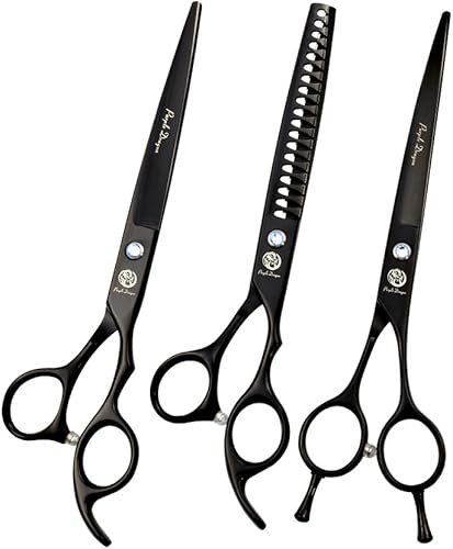 Miniatura 1 de Purple Dragon Tijera profesional de corte de pelo para perros de 7.0 pulgadas, tijeras curvadas y kit de cizalla con bolsa, para peluquería de