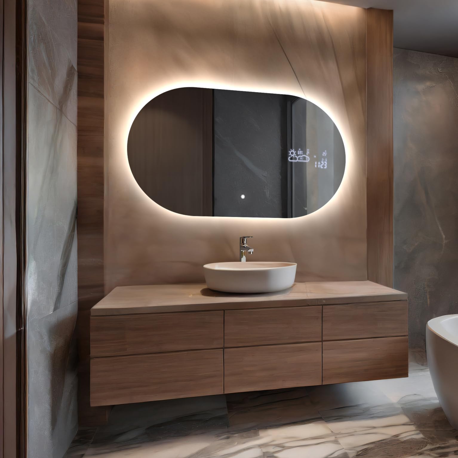 FORAM Espejo de Baño con Iluminación LED 100x80 cm Ariana - Luz Espejo de Pared - Diferentes tamaños - retroiluminado Iluminado