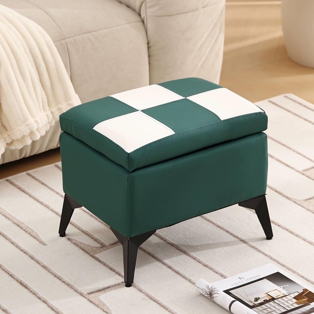 Banc à chaussures 40x30x34 cm vert et blanc avec assise rembourrée