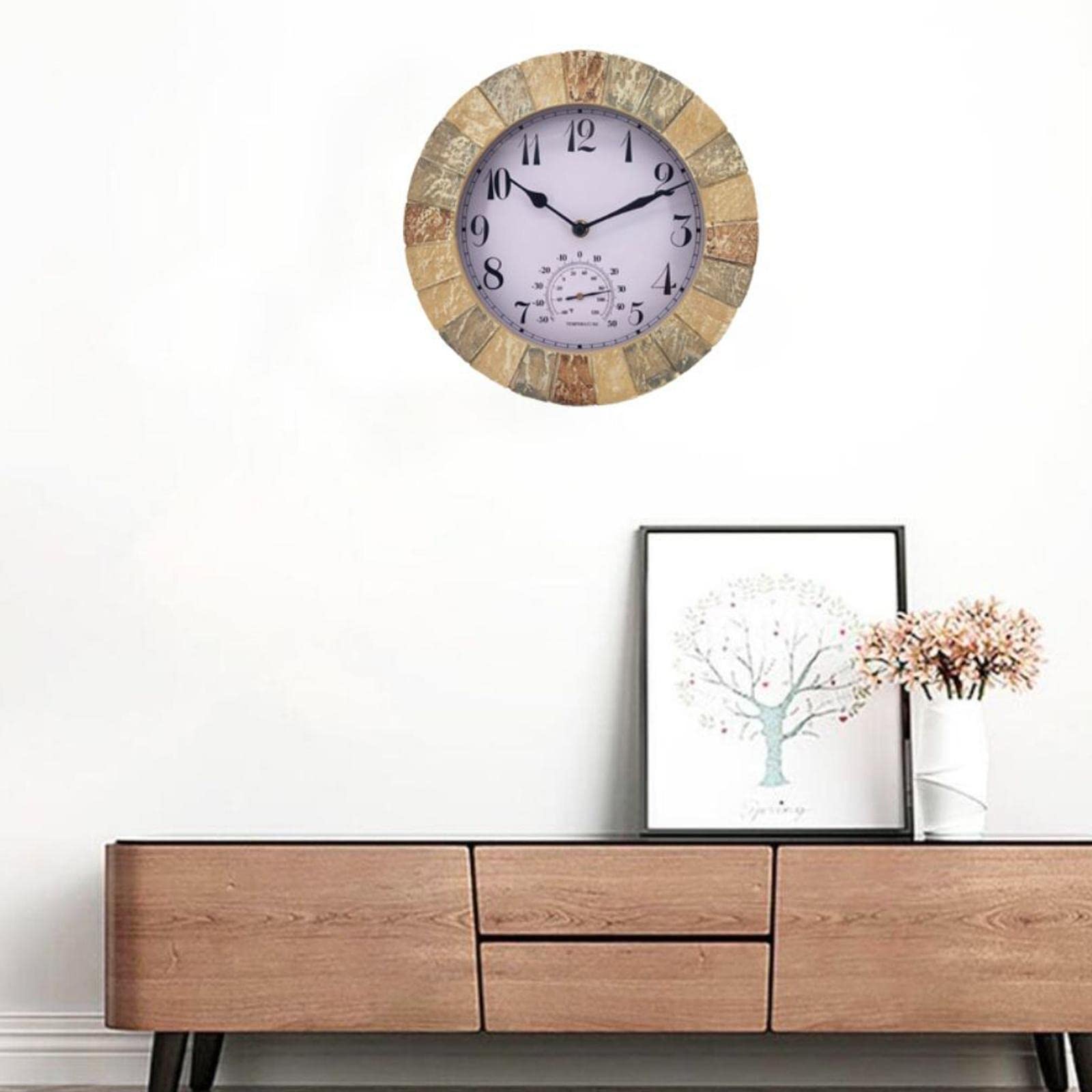 KESOTO Orologio da Parete Multifunzione per Esterni, Impermeabile, con Indicatore di Temperatura E Funzionamento Silenzioso, Ideale per Soggiorno, Casa E STI