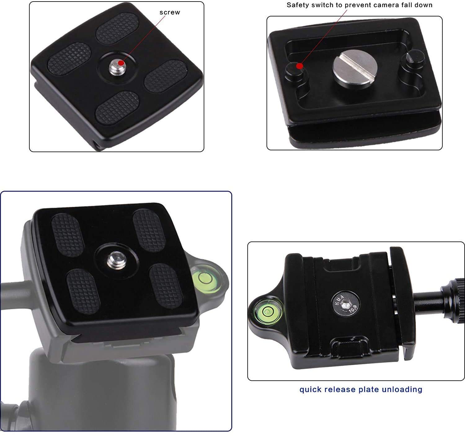 Piastra di sgancio rapido in alluminio professionale per treppiede BONFOTO B690A e treppiede ZOMEi Z818, Z669C,Q666