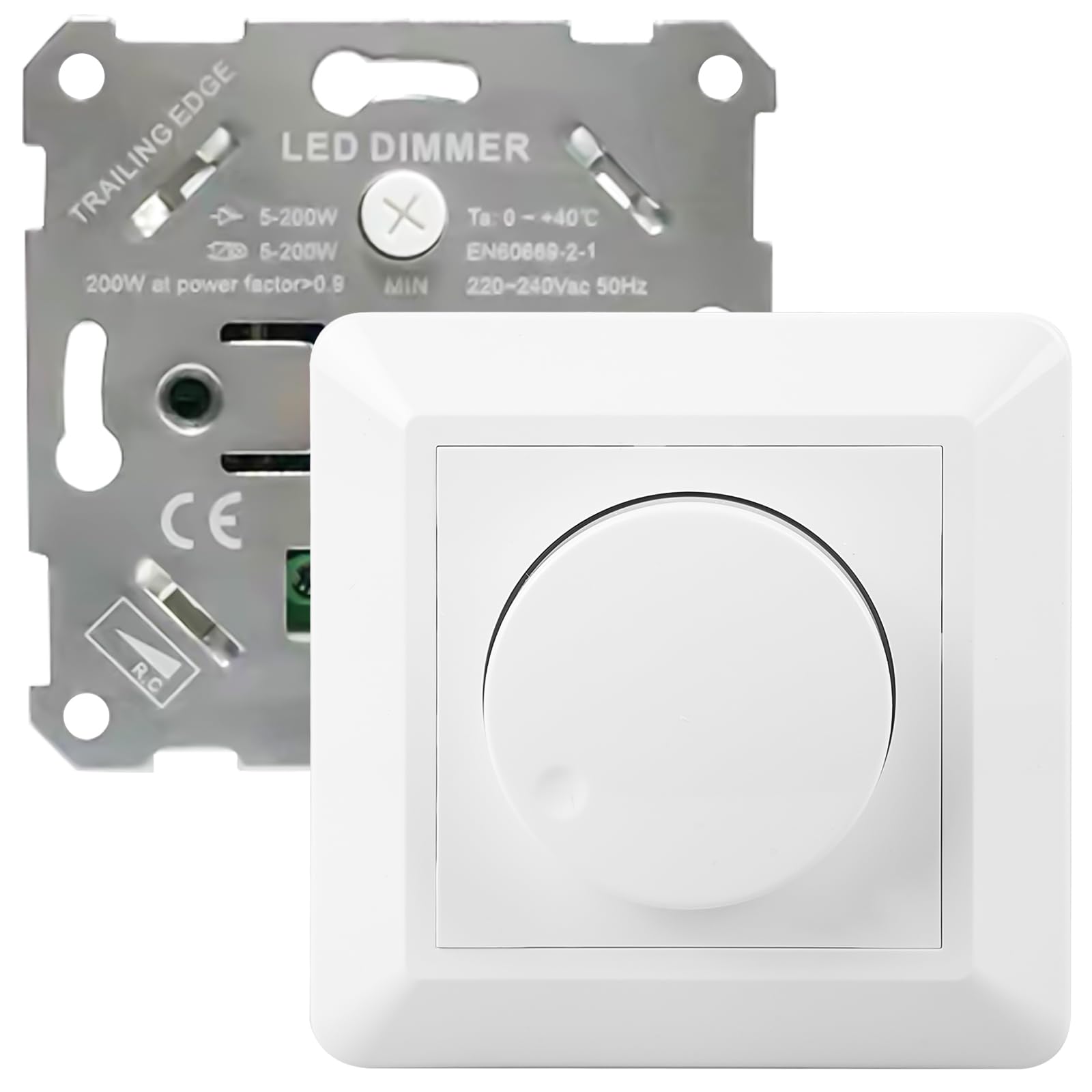Led-dimmer, 5-300 W led-dimmer-schakelaar, inbouwdimmer schakelaar voor monochrome ledlampen, gloeilampen en halogeenlampen, 220-240 V Led-dimmer, 5-300 W led-dimmer-schakelaar, inbouwdimmer schakelaar voor monochrome ledlampen, gloeilampen en halogeenlampen, 220-240 V
