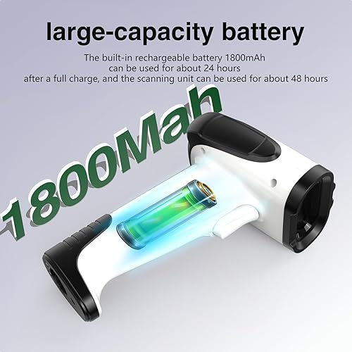 Miniatura 3 de Escáner de código de barras inalámbrico de mano 2D con soporte 3 en 1 escáneres de código de barras Bluetooth - Escáner de código de barras 1D y 2D