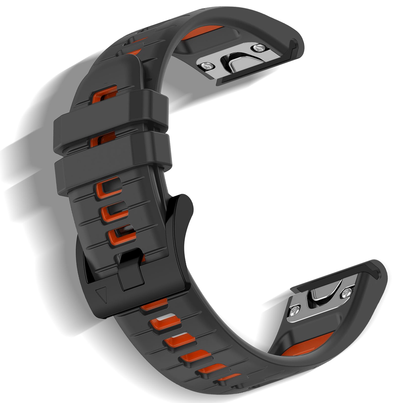 Niboow QuickFit 26mm Strap for Garmin Fenix 8 51mm/Fenix 7X Pro Solar/Fenix 7X/Fenix 6X/Fenix 6X Pro/Fenix 5X Puls, Sport Soft Silicone Watch Bands for Garmin Enduro 3/Epix 2 Pro 51mm - Gray/Orange