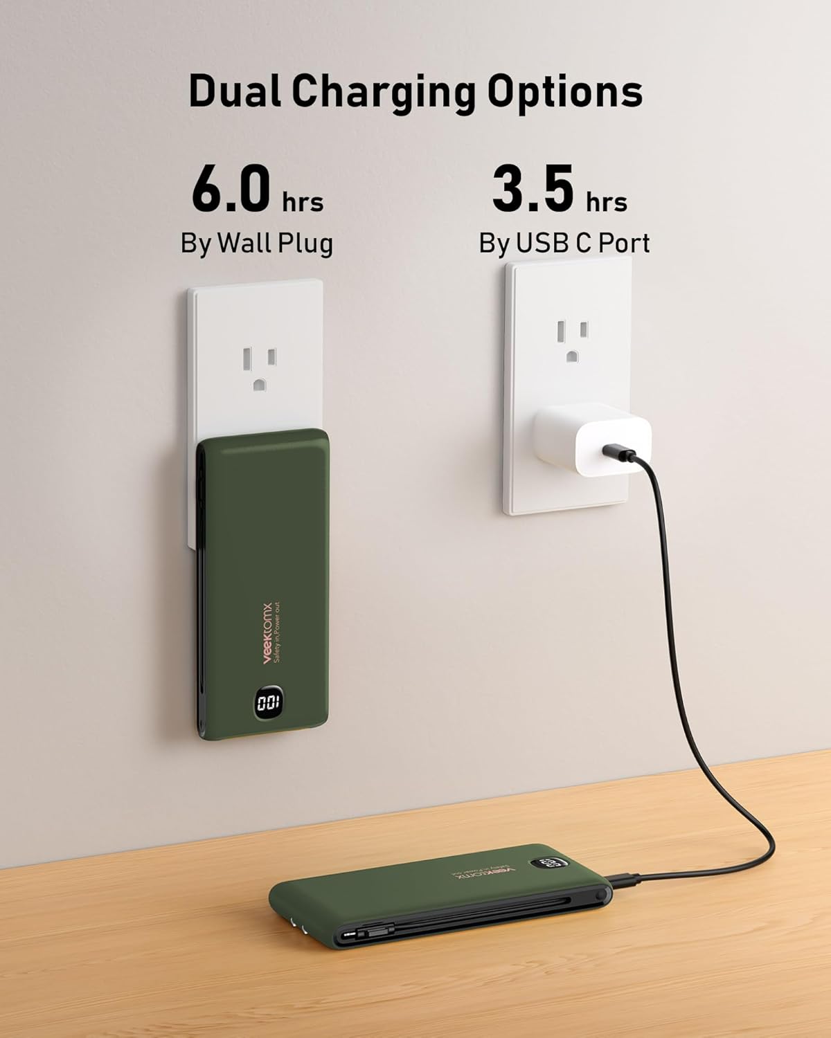 Portable Charger Power Bank Built in Cables and Wall Plug, 10000mAh iPhone Battery Pack Fast Charging, USB C External Slim Power Bank, Travel Essentials Compatible with iPhone 17 16 15 14 13 iPad - Image 5