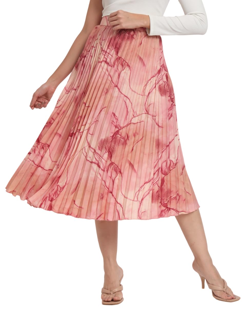 OTABUMarble Elegance A Woman's A-Line MIDI Printed Skirt Masterpiece