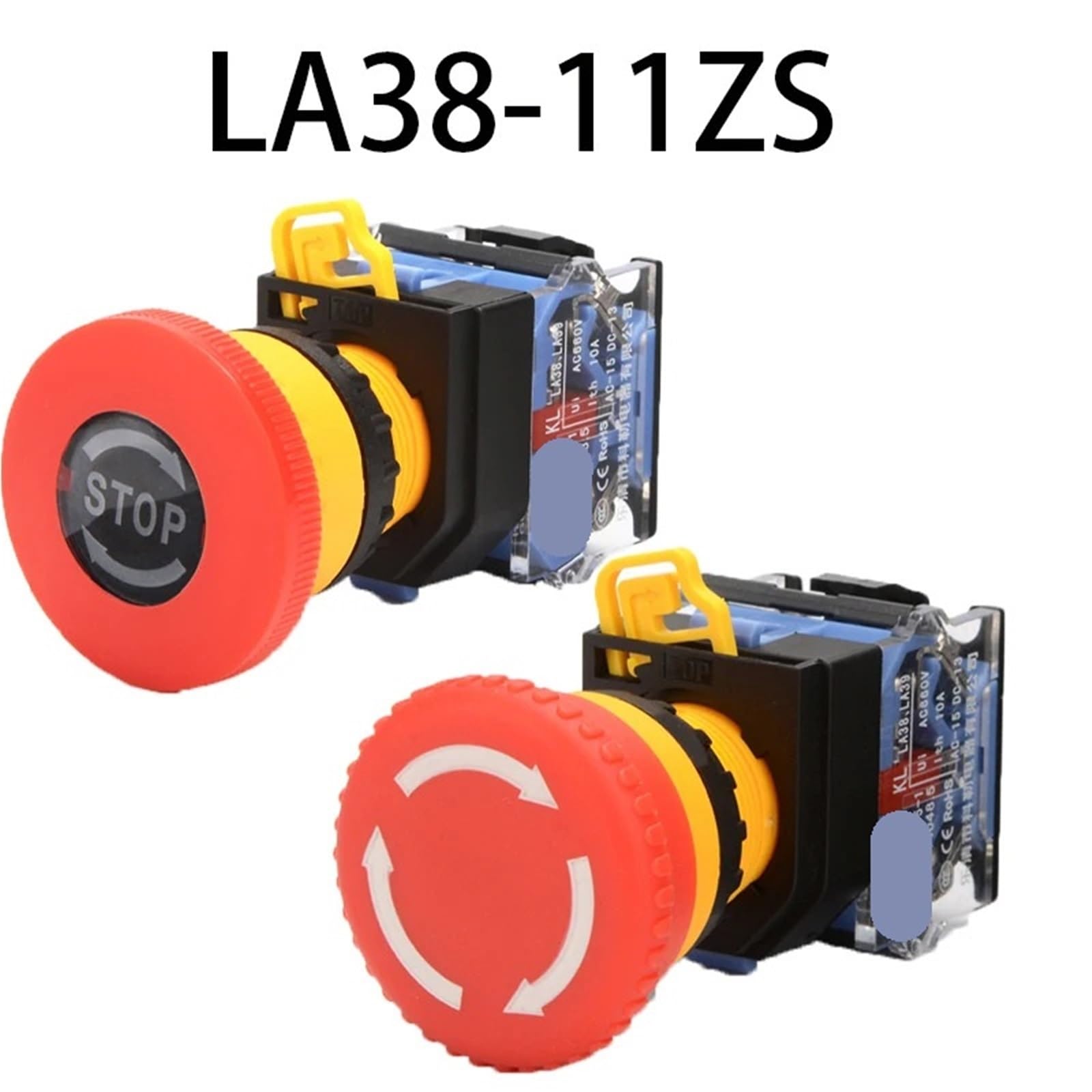 Interruptor de parada de emergencia de 22 mm con cabeza de hongo, autobloqueo, LA38-11ZS, 1NO, 1NO y 2NC.(2,2NC)