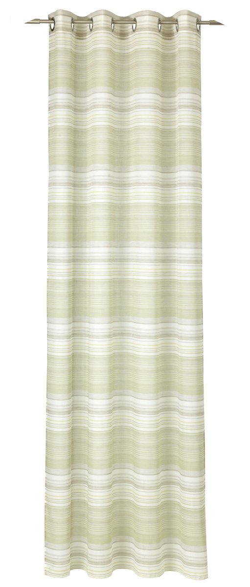 Deko Trends Vita Eyelet Curtain, Fabric, wollweiß-taupe-grün, 245 x 140 x 0.1 cm