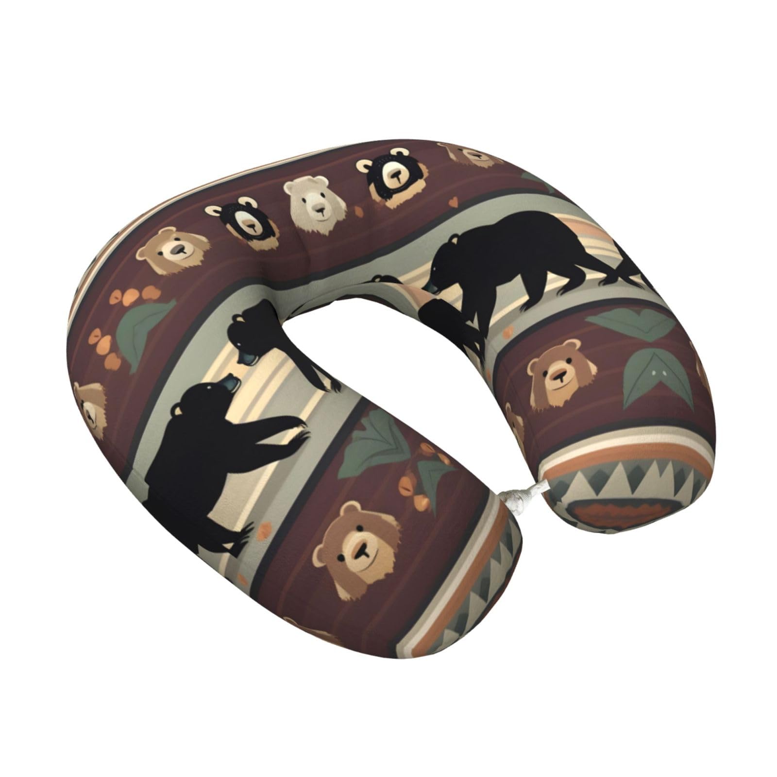 Yyoretp Bear Print Travel Pillow Pure Memory Foam Neck Pillows Portable Headrest for Airplane