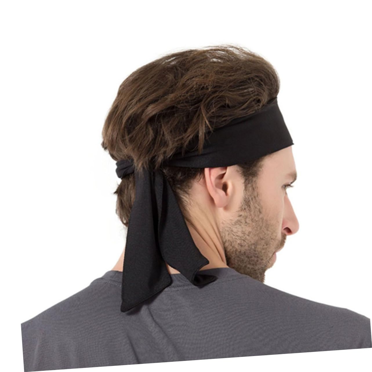 Diadema Deportiva de Lazo Negra en Poliéster para Yoga y Karate