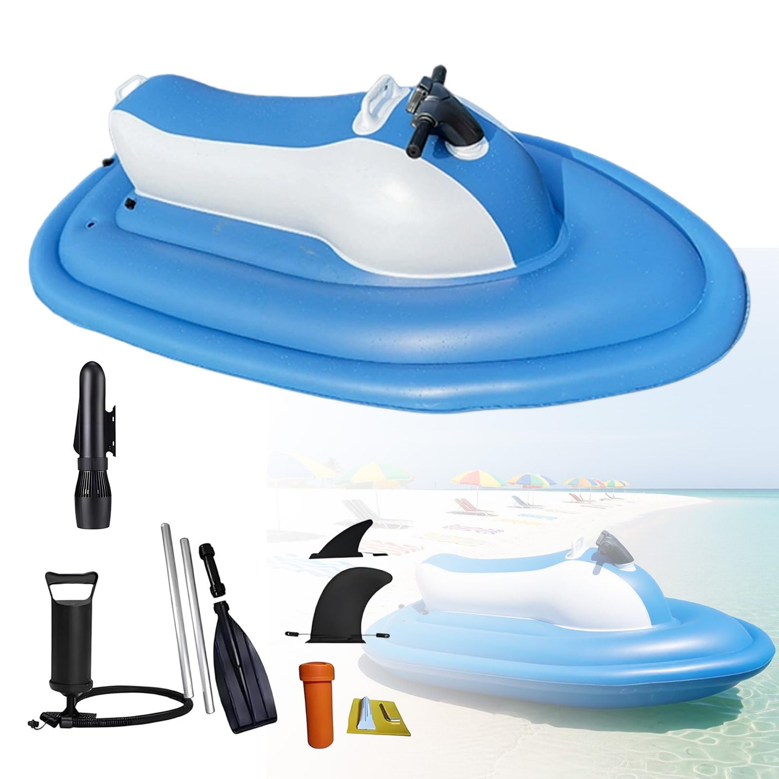 LwiftGal 2-Person Electric Underwater Jet Boat with Dual Safety Fins & 500W Scooter(Optional), Electric Inflatable Jet Ski, 220kg Load Capacity, for Water Sports White-500W10AThruster