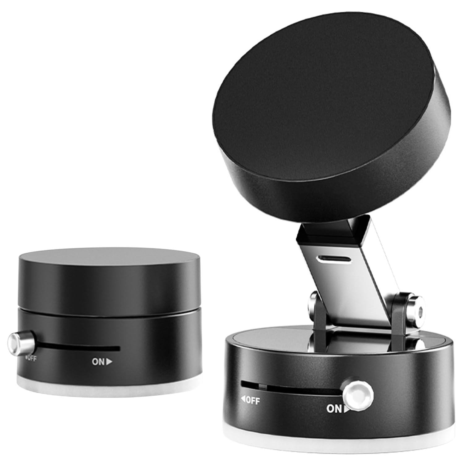 C520 Vacuum Suction MagSafe対応 手動 真空吸着式 スマホスタンド 折りたたみ式 マグネット ホルダー 角度調整可能 iPhone スマホホルダー ウォールスタンド キッチン 車載ホルダー 吸盤 (ブラック)