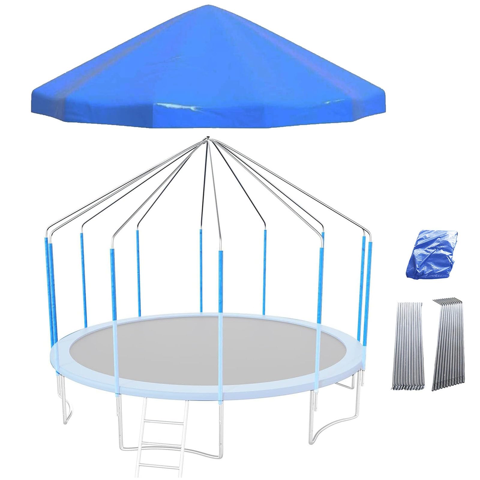 Trampoline Canopy with Frame, Waterproof Trampoline Tent Awning, Outdoor Sports Trampoline Cover, Trampoline Shade Cover, for Trampolines Accessories(16ft)
