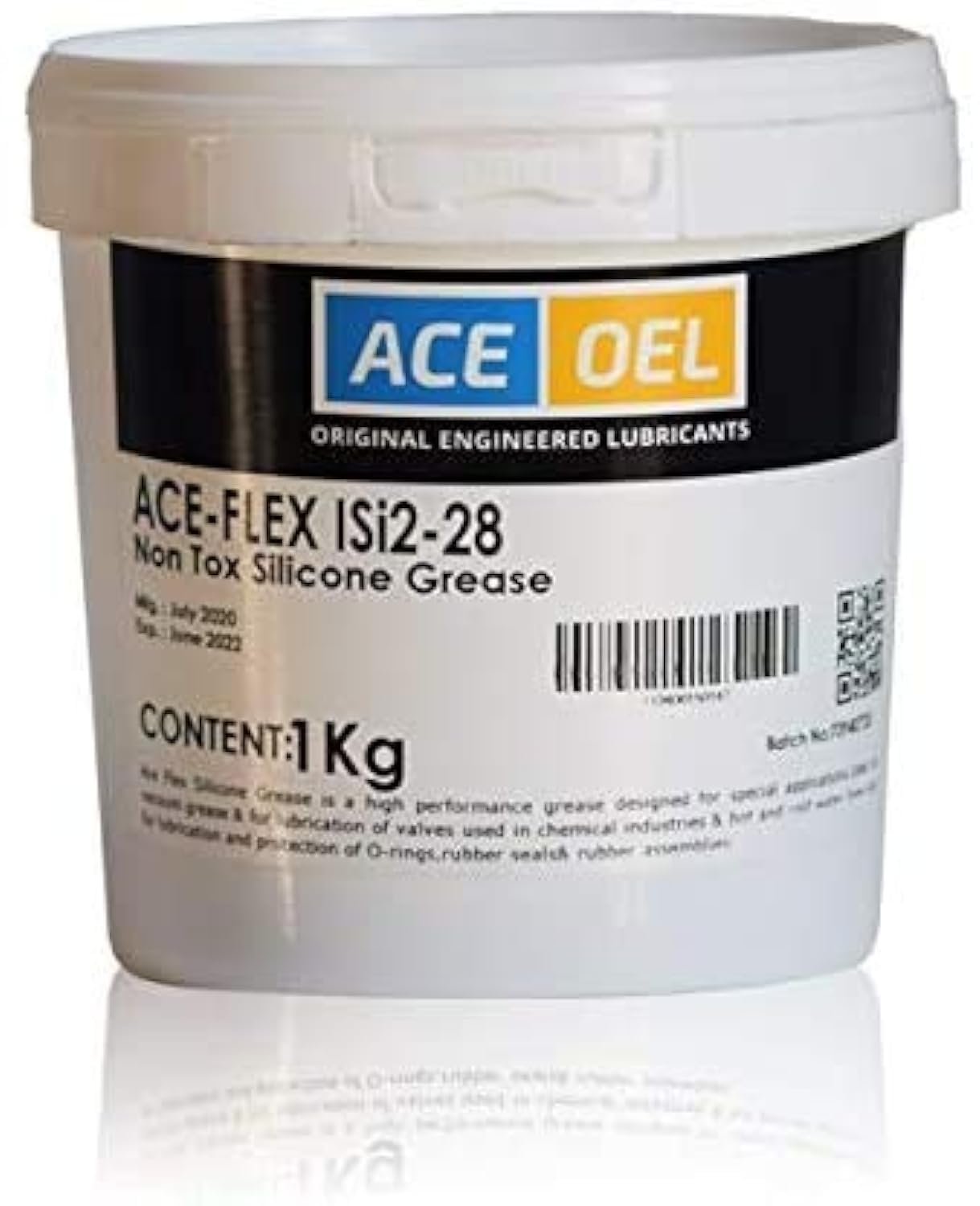 ACE OEL FLEX ACE-FLEX ISi 28 -Silicone Grease Suitable for Sealant -Color - White - 1 Kg Packing Details : Plastic Pails with Top Opening Synthetic Grease Premium Quality - Manufactured in Europe