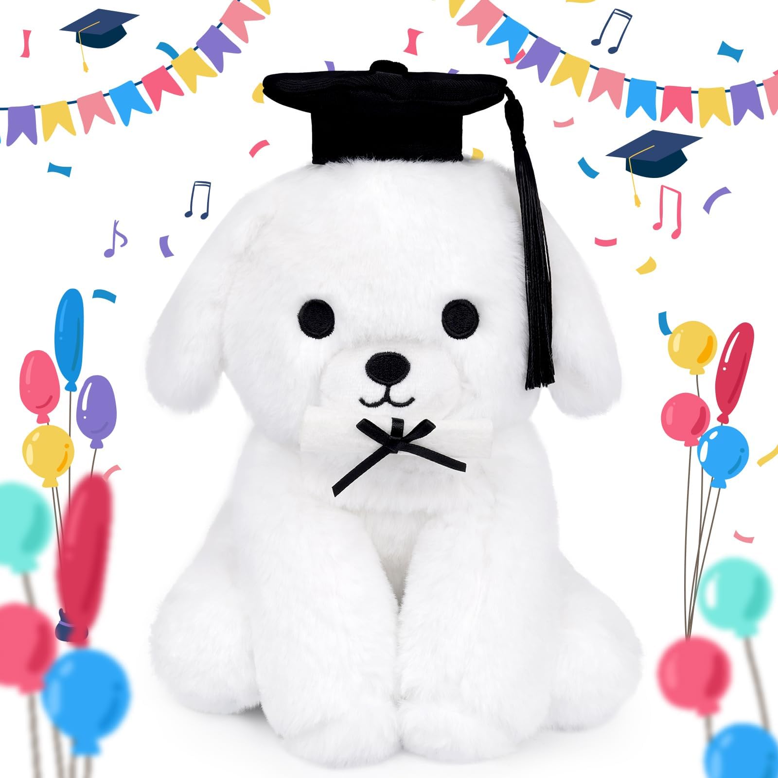 Graduation Plush Dog with Bachelor's Cap,Graduation Stuffed Animal 2024,Graduation Gifts for Her Him Boys Girls Kindergarten Primary School College University