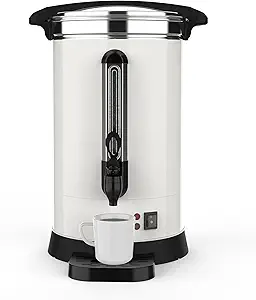 GarveeHome 120 Cups Coffee Urn,18L/4.8 Gallon Double Wall Commerical Coffee Maker for Buffet Catering Wedding Gathering,Large Capacity Hot Coffee Dispenser,Stainless Steel Hot Water Urn