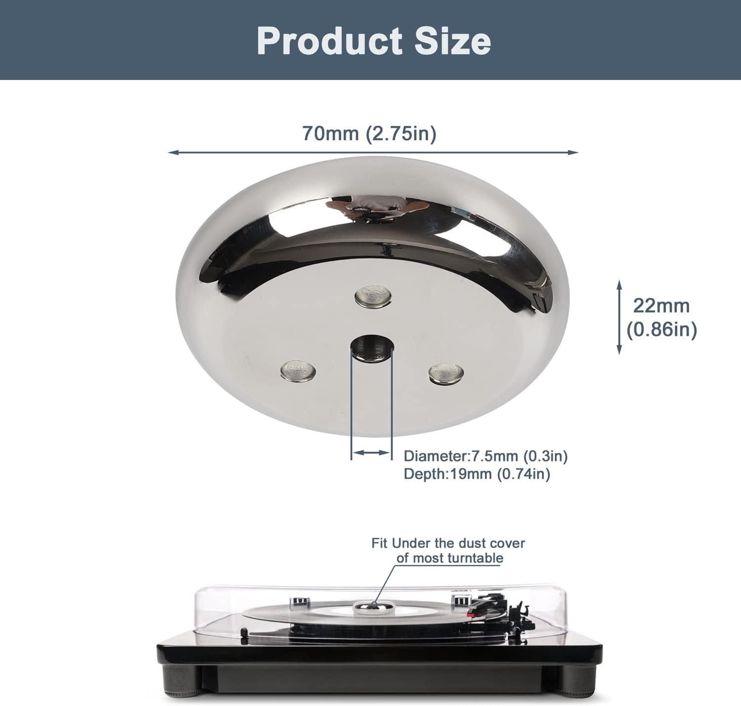 Vinyl Record Weight Stabilizer,563g/19.86oz Stainless Steel Silver Turntable Weight for HiFi LP Record Player