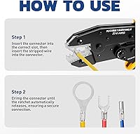 Vista 8 de haisstronica - Herramienta de crimpado para terminal no aislado, Engarzadora de alambre de trinquete AWG 22-8, Engarzadora de terminal de alambre