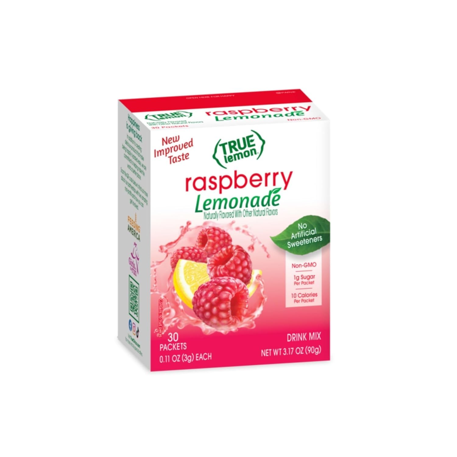 True Lemon Raspberry Lemonade 30ct (Pack of 1) - Drink Mix - No Artificial Sweeteners, Low Calorie - Powdered Drink Mixes & Flavors - Water Flavor Packets & Water Enhancer with Stevia