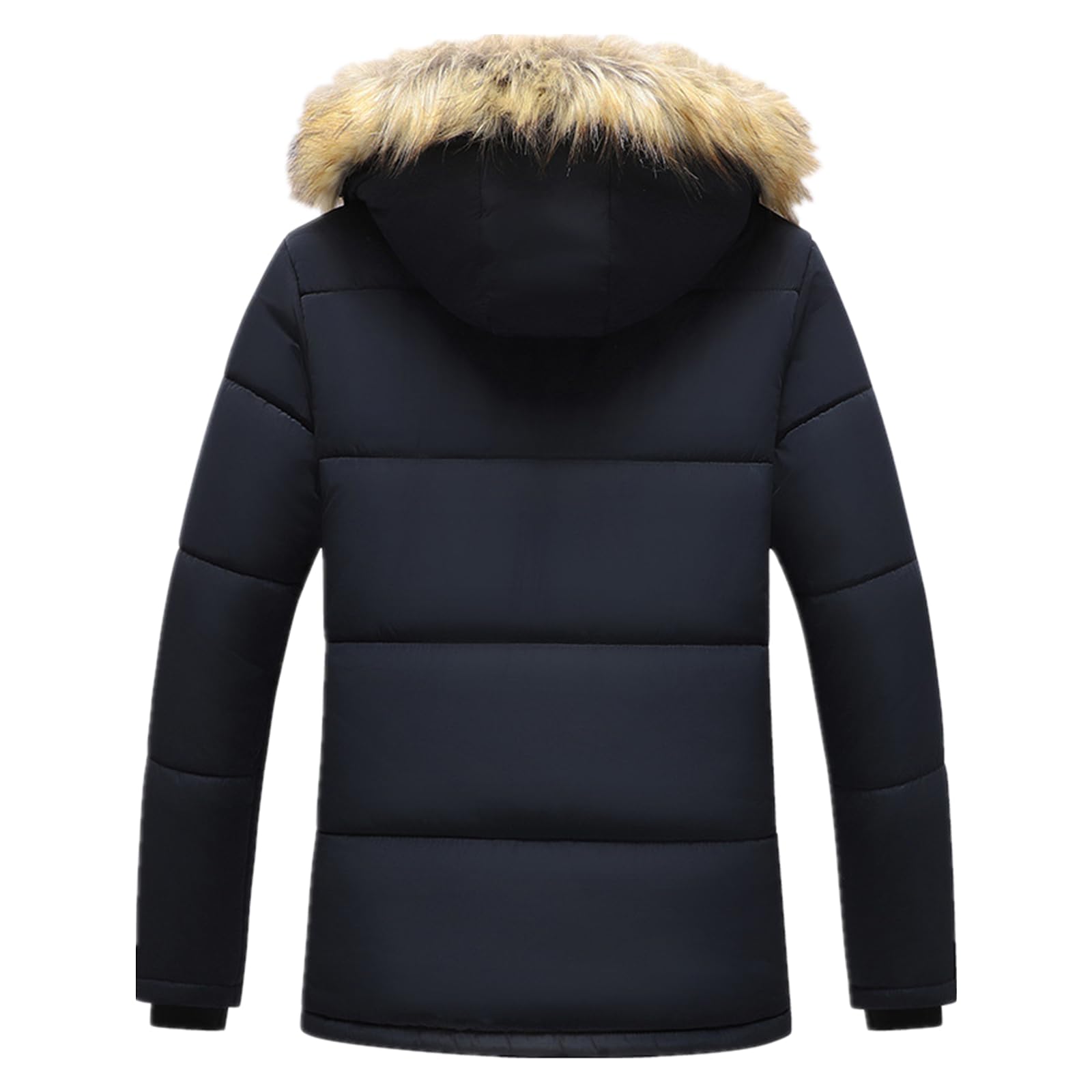 ANUFER Hombres Termal Invierno Chaqueta Parka Forro de Pelusa Gruesa Acolchado de Algodón Abrigo con Capucha de Piel Desmontable