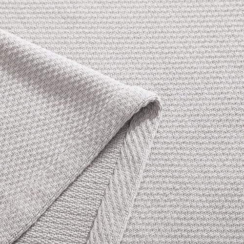 Image of Tommy Hilfiger - King Cotton Blanket, Textured Pique Weave Bedding, Medium Weight Soft Blanket, Anti-Pilling & Fade Resistant, Ideal for Layering, Oeko-TEX Certified (Grey)