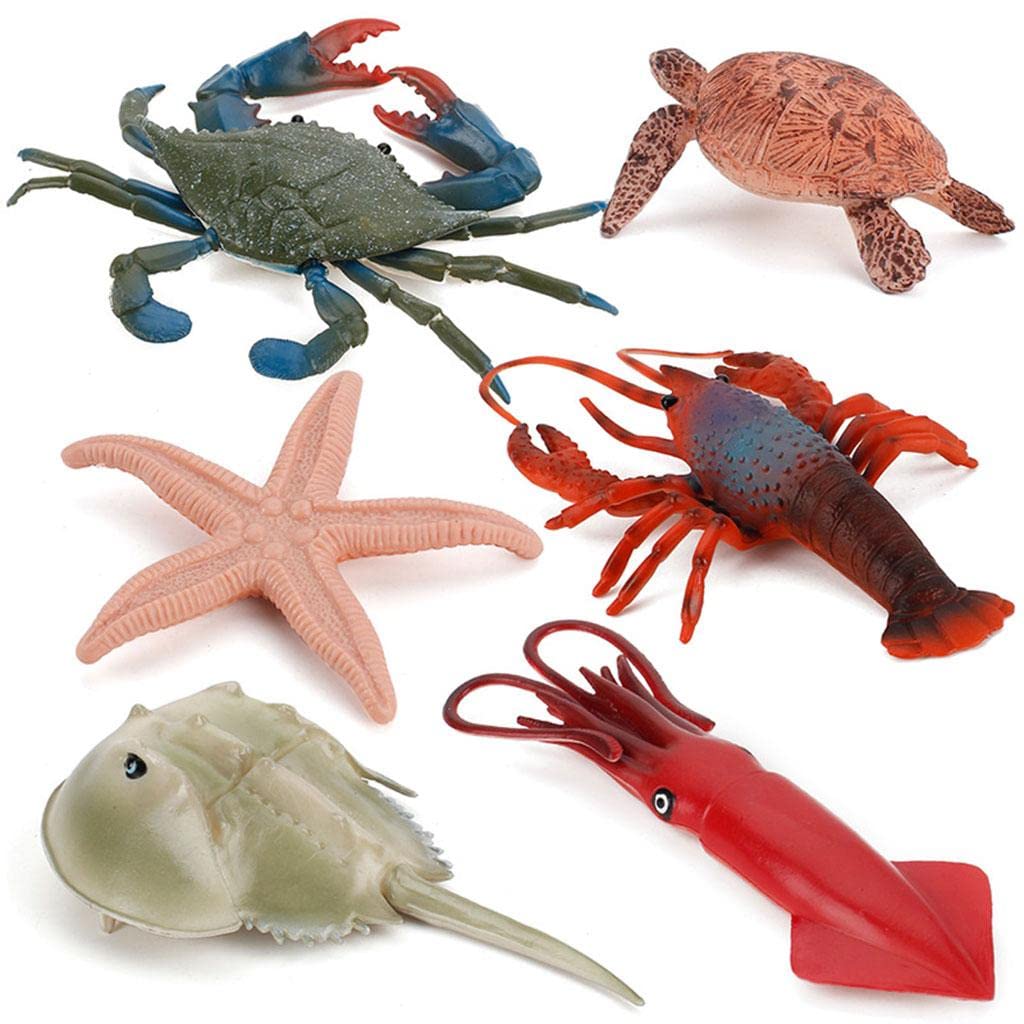 Colcolo de Animales Realistas Juguetes de Aprendizaje Adornos de año Artesanías de Juguetes Cognitivos Marinas Modelos de An, 2 Piezas Verde + 4 Piezas Rojo
