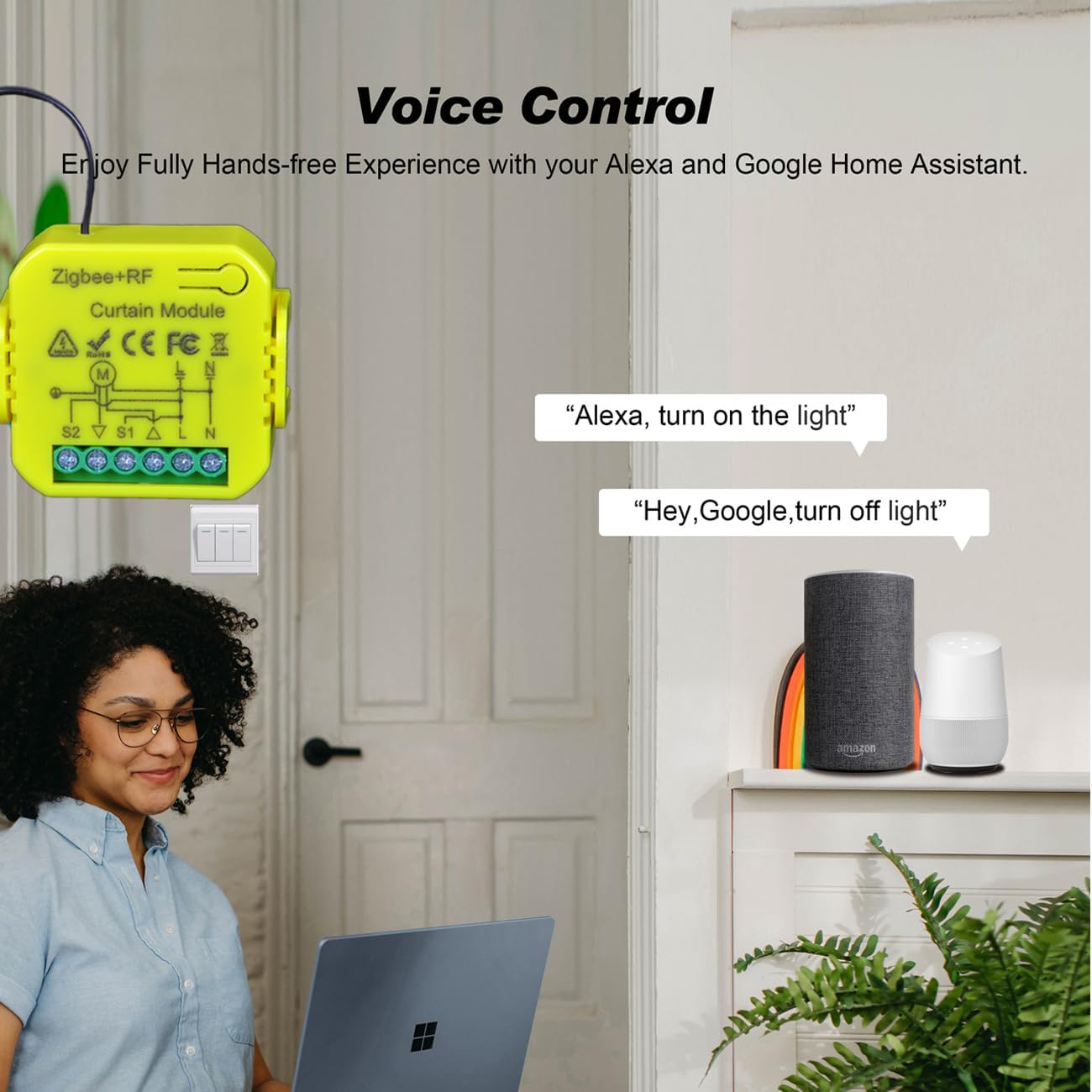 Module de contrôleur de volet roulant sans fil avec commande via APP, télécommande RF et interrupteur (2)