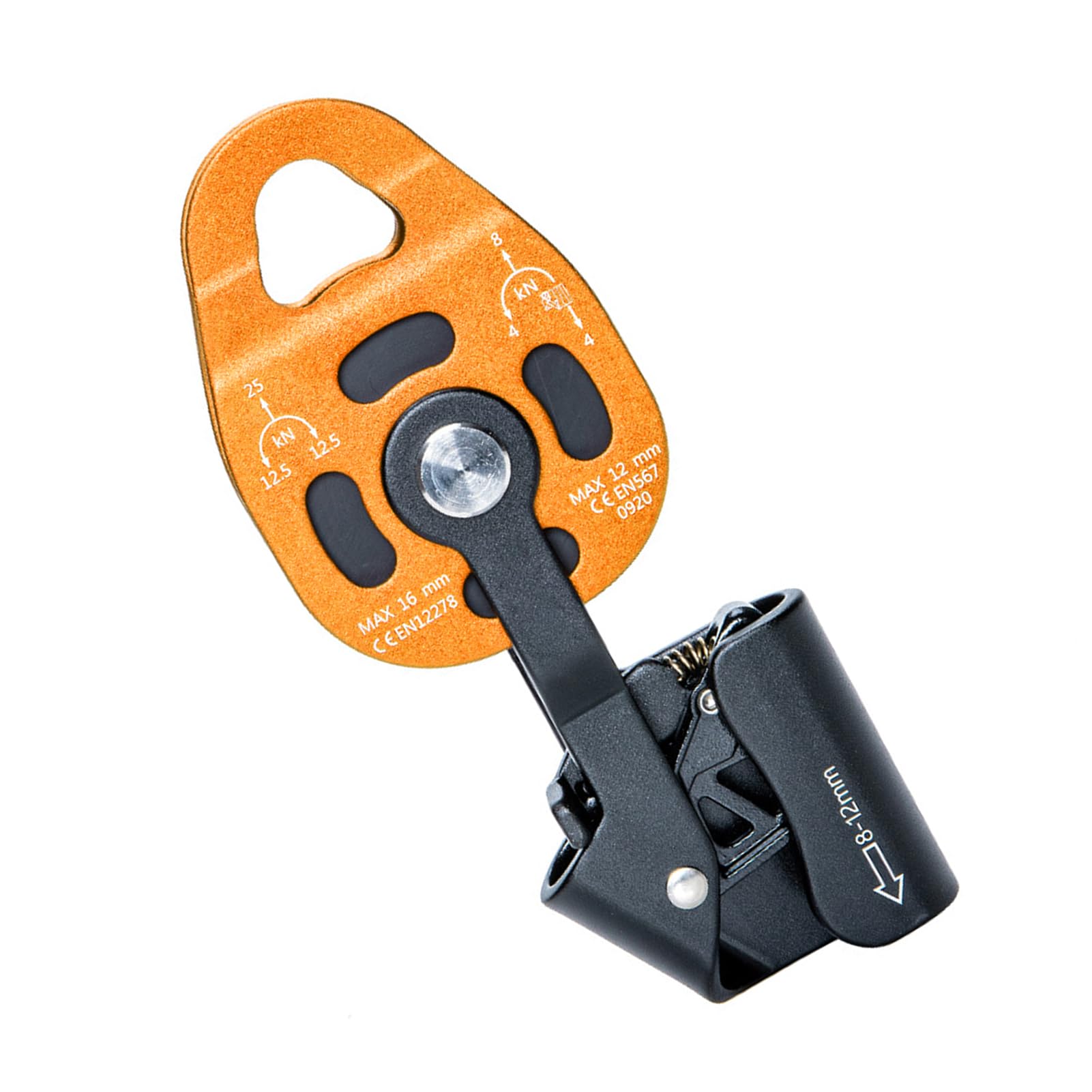 Polea Elevadora Pesada para Rescate de Elevación de Escalada-Rueda Giratoria única 4KN para Montañismo-Adecuada Cuerda 8-12mm (Oro)